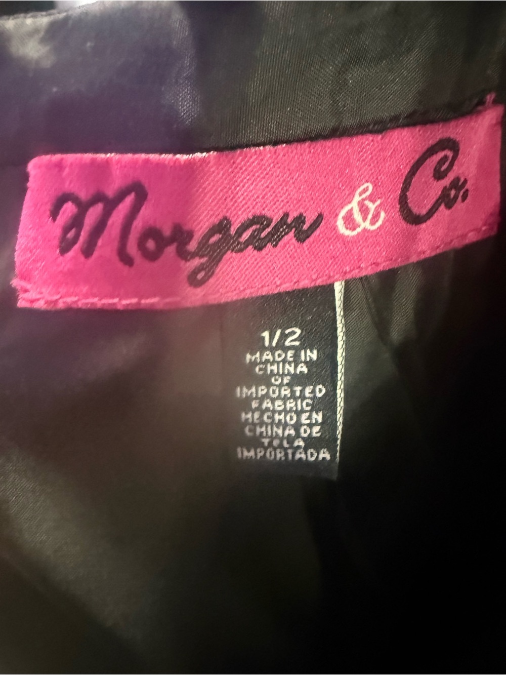 MORGAN & CO BLACK FLORAL HALTER PROM GOWN SZ 1/2 - Picture 2 of 10